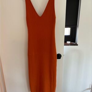 Orange sweater material dress